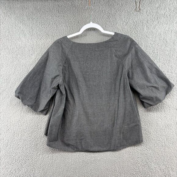 Mod Ref Balloon Sleeve Boxy Crop Top Gray Revolve Minimalist - Picture 2 of 5